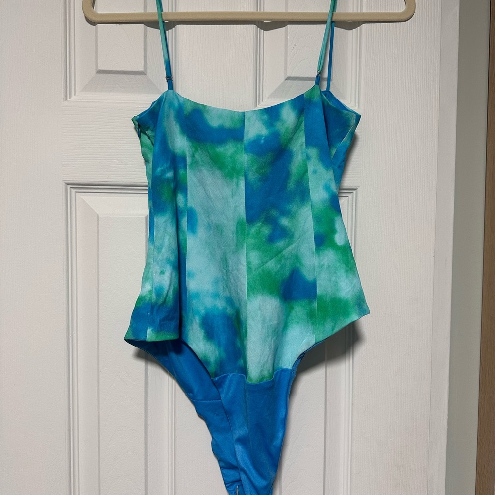 Zara Blue and Green Tie-Dye Bodysuit - Picture 2 of 2